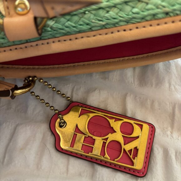 Authentic Coach Hamptons Striped Multicolor Straw tote - Picture 8 of 10